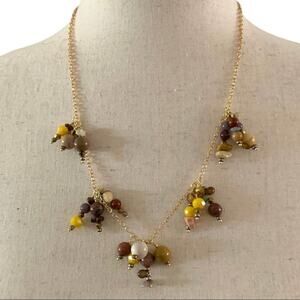 Mookiate gemstone bundles necklace stainless‎ steel gold color chain New